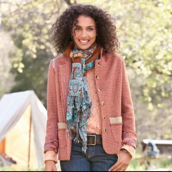 Sundance Town and Country Rust Tweed Fringe Blazer Jacket Size 6 - Picture 1 of 11